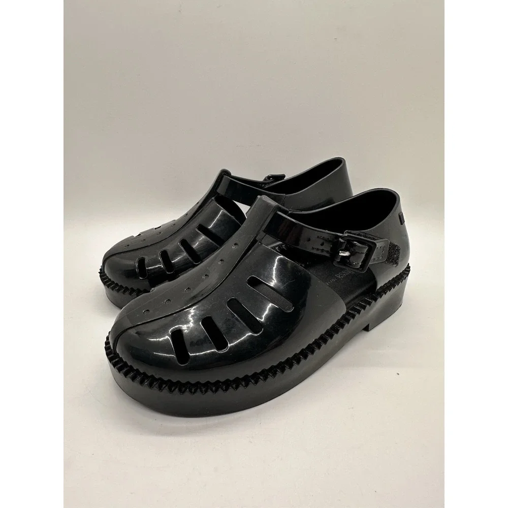 Mini Melissa Aranha 79/16 Black Jelly Sandals‎ Fisherman Mary Jane Toddler 11